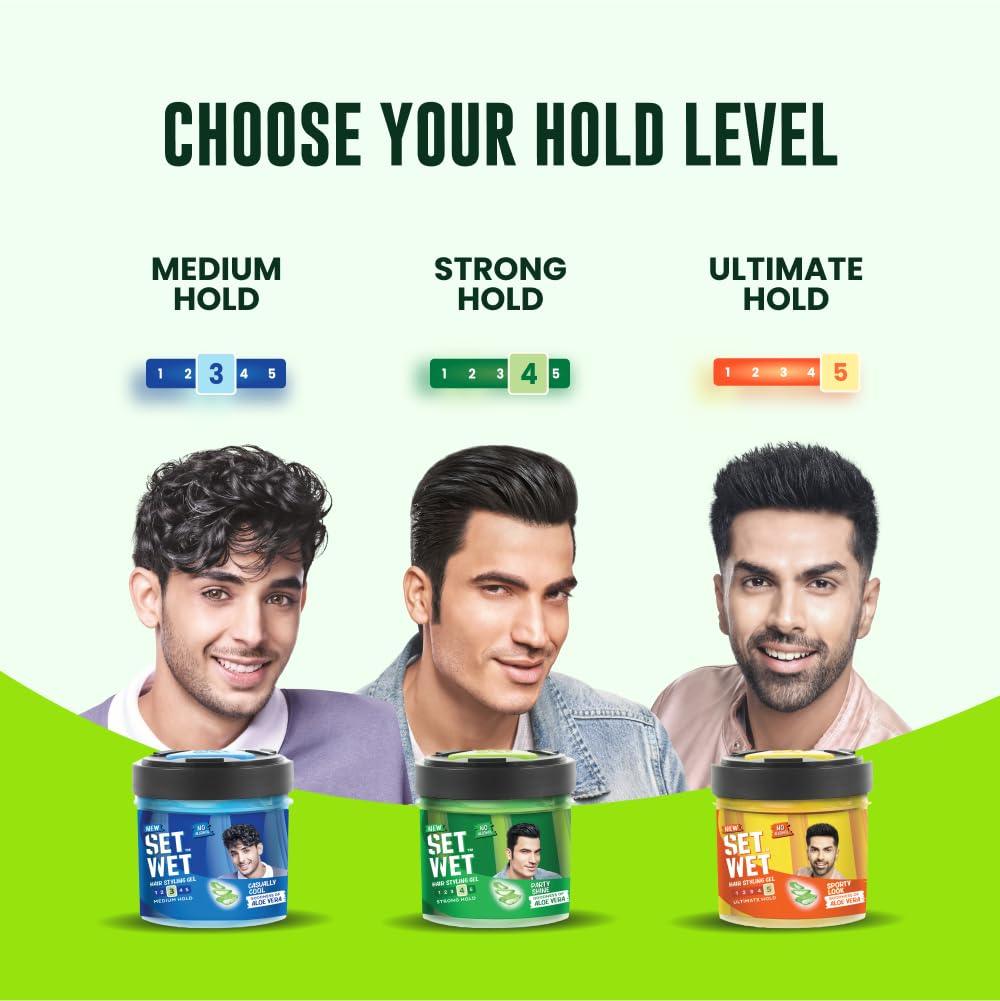 Set Wet Hair Gel for Men Party Shine 250gm Pack of 1 Strong Hold High Shine Styling for Short Medium Hair