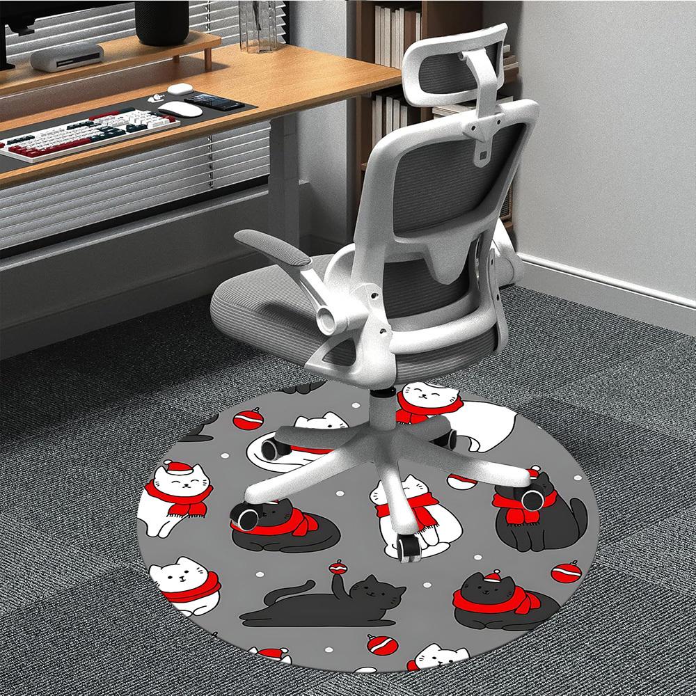 

1pc Christmas Cats Office Round Area Rug, Under Office Chairs Bedroom Living Room Home Decor, Room Deco, Available in Various Sizes 243 80cm by 80cm