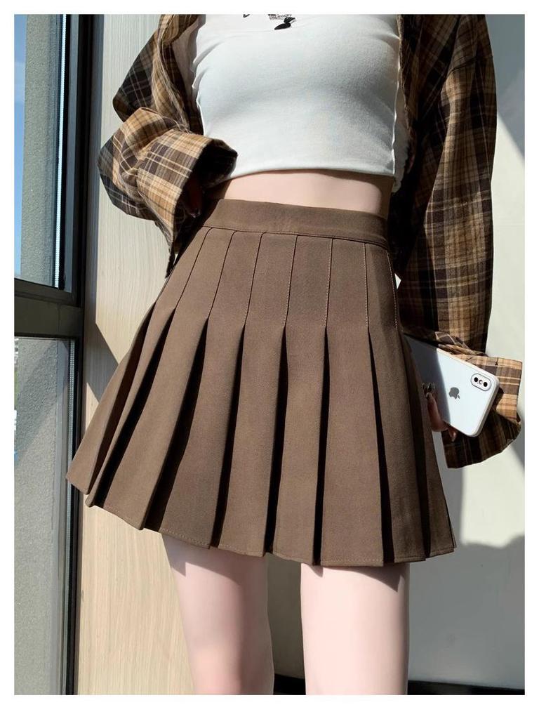 Women's High Waist White Pleated A-line Skirt for Tall Girls, Extra Long, Spring/Autumn 2025, Hip-Wrapping JK Style