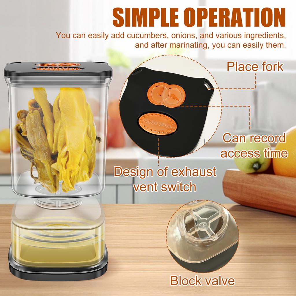 Flip Pickle Jar Total 33.82OZ Clear Pickle Can with Fork Timer Dry and Wet Seal Container Jar for Gherkins Olives Onions Garlic
