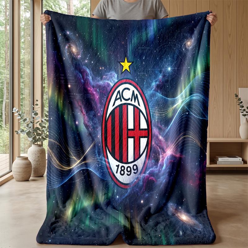 AC Milan Theme Blanket Soft Flannel Blanket Plush Throw Blanket Cozy Sofa Bed Blanket for Home Decor
