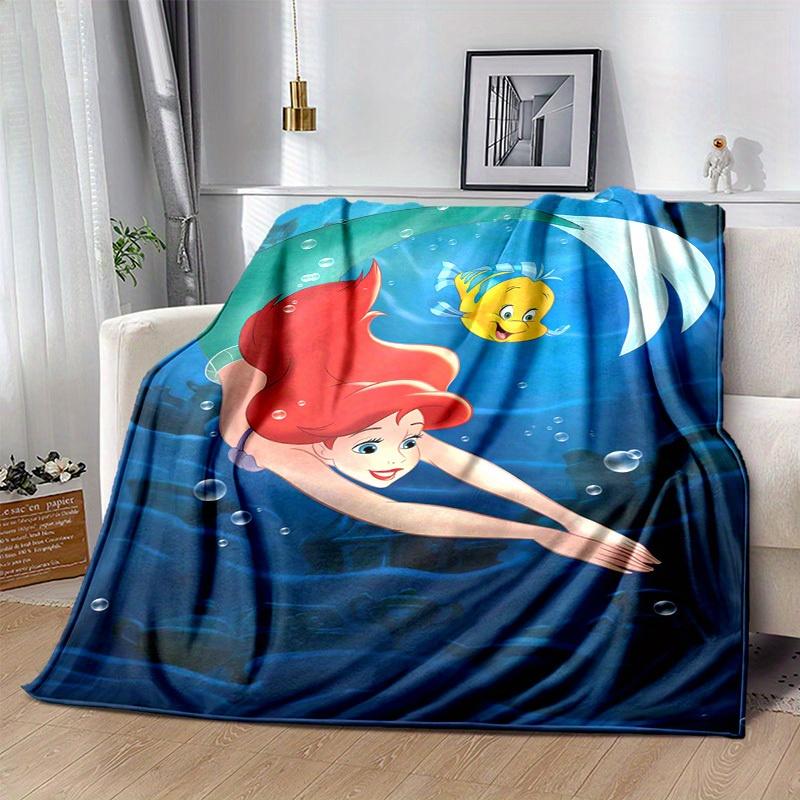 1 Stück, Disney Prinzessin Arielle Meerjungfrauenflosse Decke Heimdekoration, Sofadecke, Outdoor-Decke, Geschenk für Freunde, Flanell-Tagesdecke