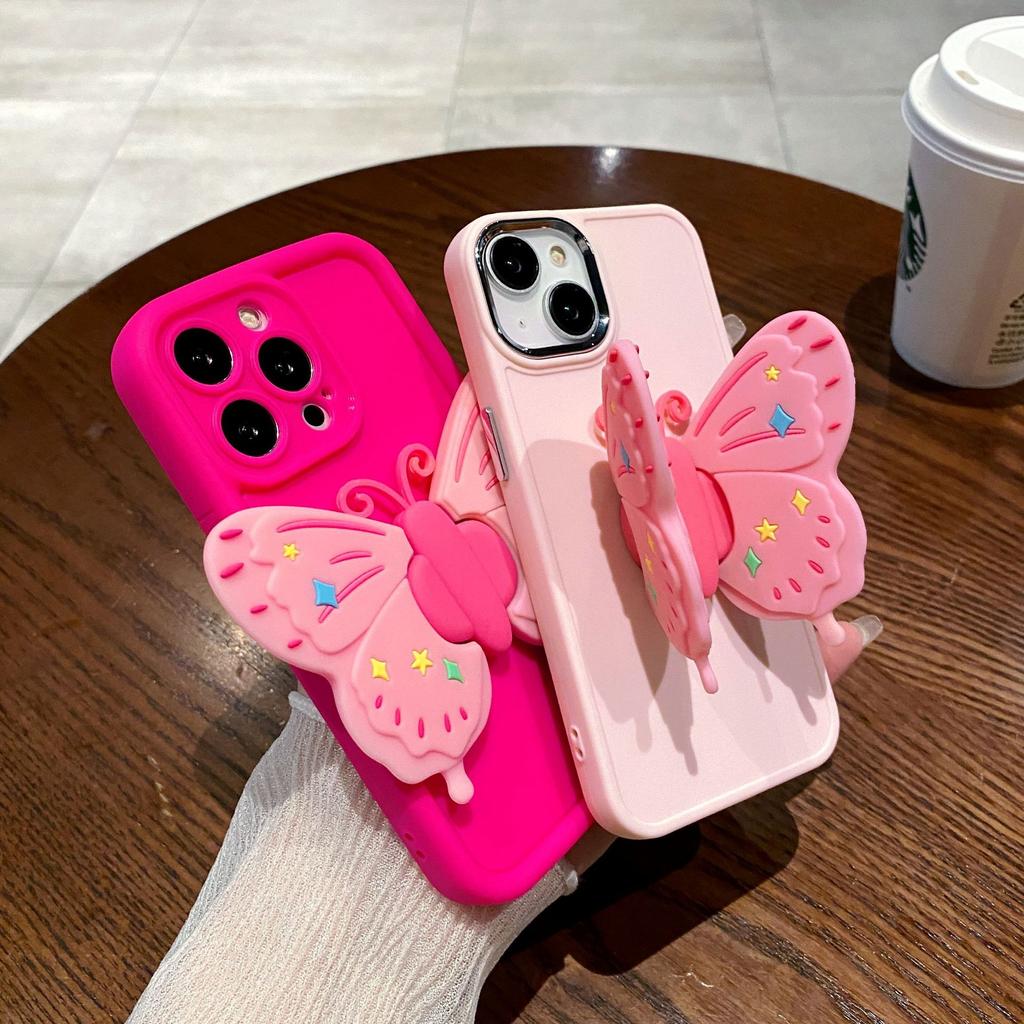 Sky Eye Photo Frame Applicable To Apple 16PRO Folding Butterfly Stand Mobile Case IPhone 11/12 Solid Color Protection Case