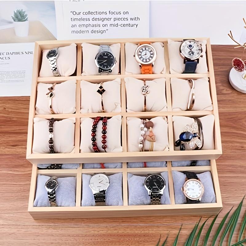 1pc 12-Slot Wood Watch & Jewelry Organizer, Velvet-Lined Storage Box for Bracelets/Watches, Gift for Christmas/Valentine's Day