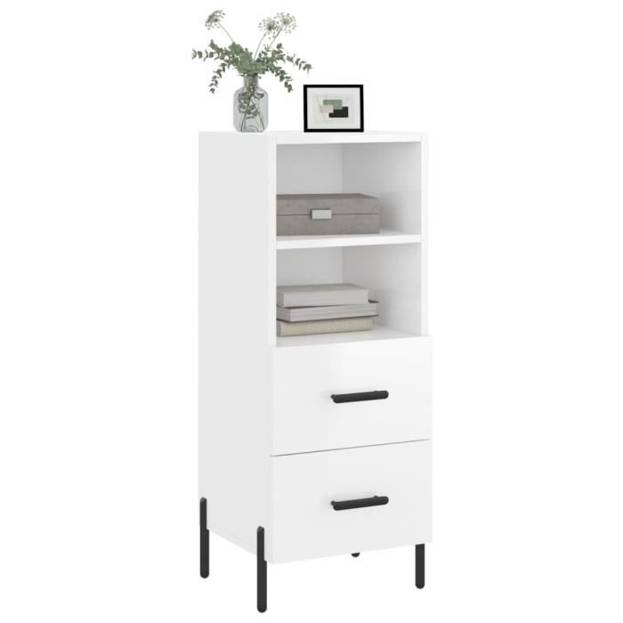 VidaXL Buffet Blanc brillant 34,5x34x90 cm Bois d'ingénierie 828678