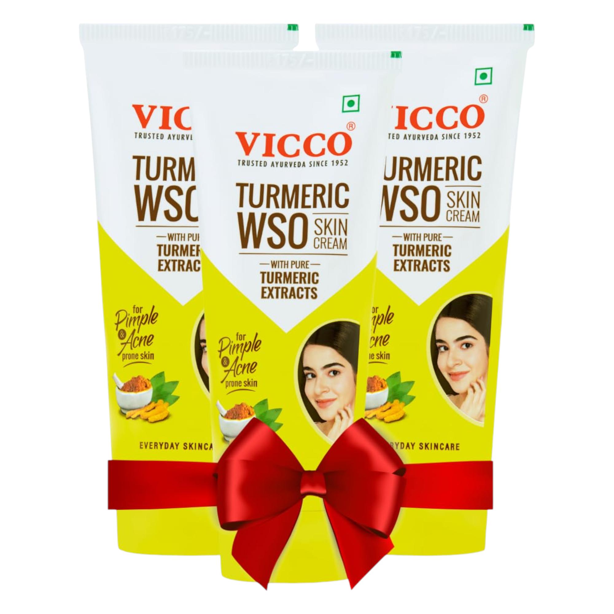 

Vicco Turmeric WSO Cream 60g Pack of 3 Ayurvedic Skin Brightening Dark Spot Remover