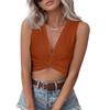 Damen Ärmelloses V-Ausschnitt Crop Top Verdrehte Vorderseite Lässiges Sommerhemd Enganliegend Dehnbarer Stoff Weich Bequem