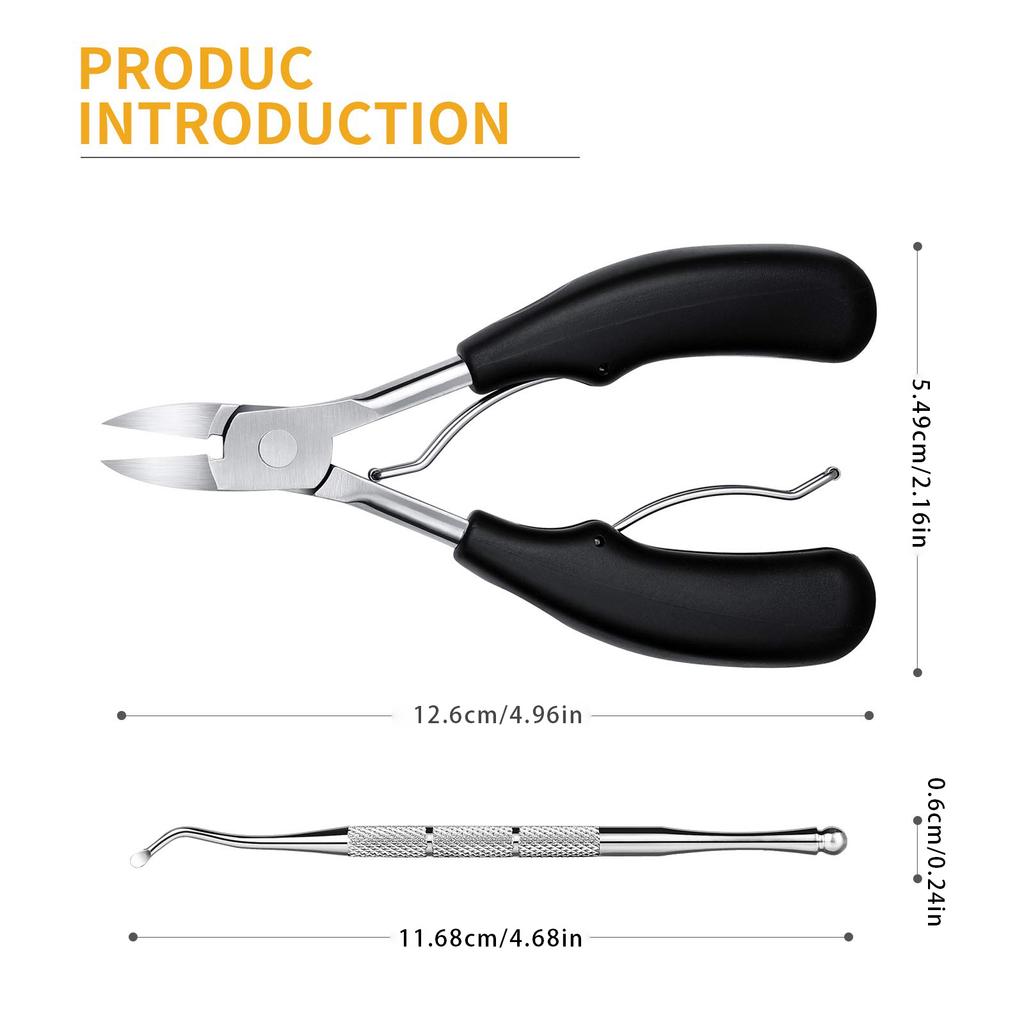 2Pcs Toenail Clippers, Medical Grade Toe Nail Trimmer, Nail Clippers for Thick Nails or Ingrown Toenail Tool, Stainless Steel