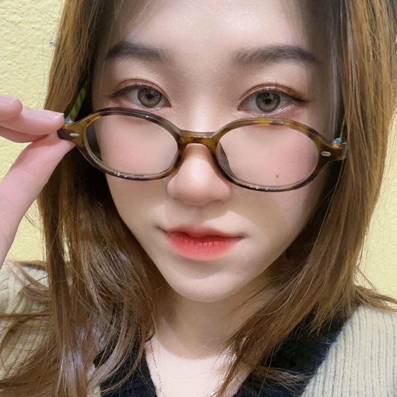 Ins Sweet Cool Eyewear Trend Korean Brand Reading Computer Anti Blue Light Eyeglasses Y2K Retro Oval Frame Glasses Women Female