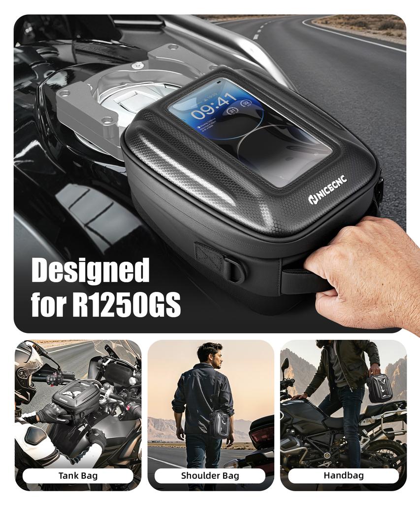 Quick-Release Tank Bag For BMW R1250GS R 1250 GS GS1250 2019-2024 6L Push-Pull Quick-Release System Waterproof TPU Phone Window