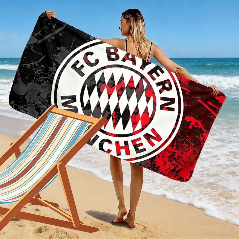 FC Bayern Munchen Print Beach Towel, Large Soft Quick Dry Towel for Beach Camping Swimming