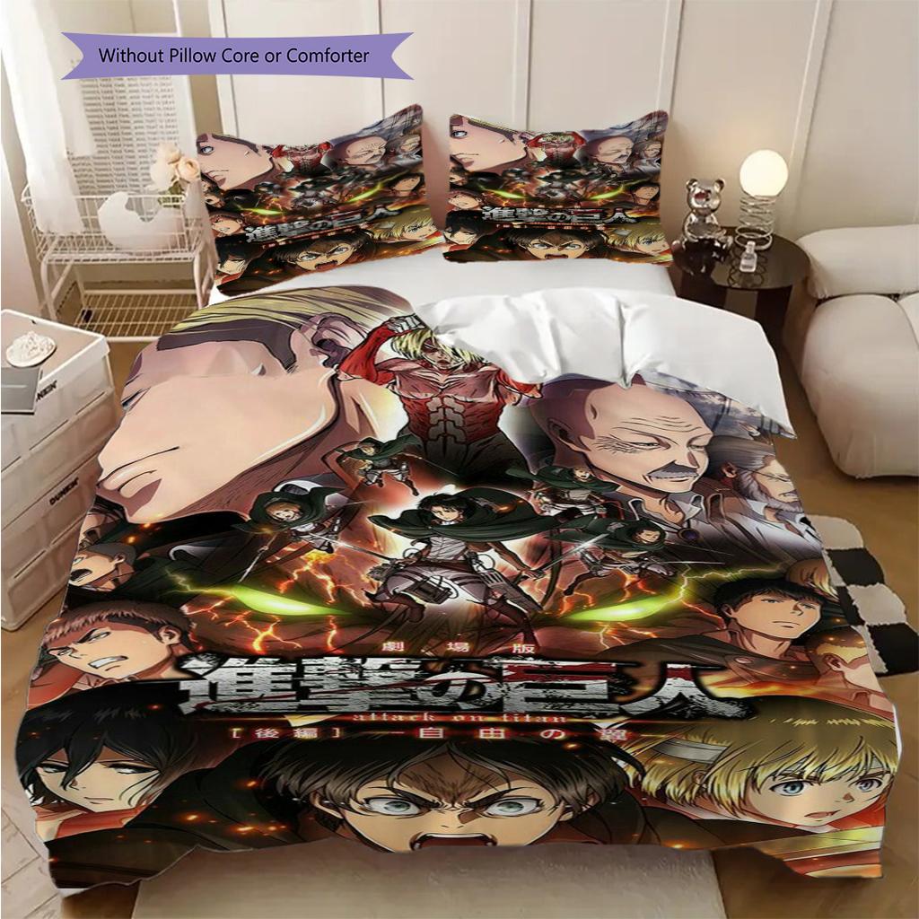 Attack Titan Comforter Set Threepiece Set 1 Duvet Cover 2 Pillowcase Without Core Duvet Cover And Pillowcase Soft And Comfortable