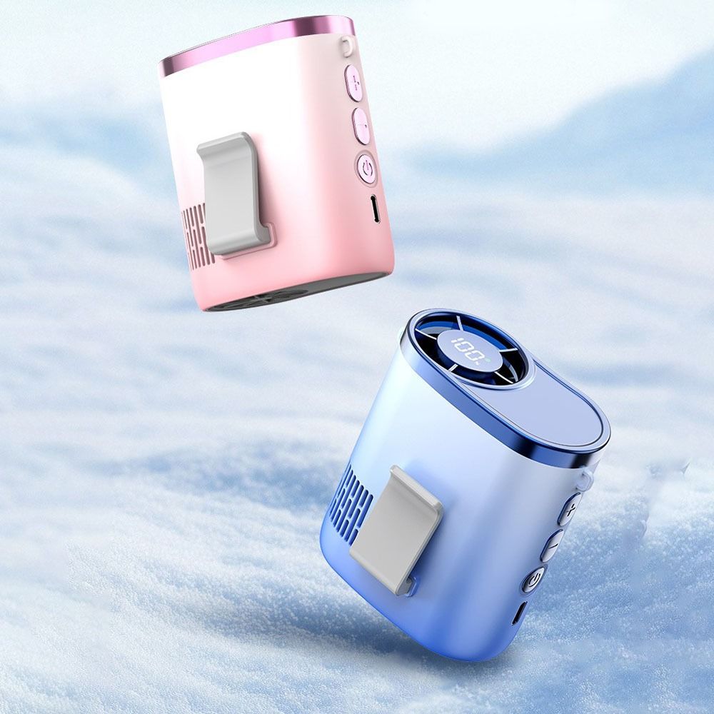 Portable Waist Clip Fan USB Rechargeable Strong Airflow Hanging Neck Fan LED Display Compact Design Cooling Fan Climbing