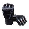 Fighting Gloves Black Tiger Paw Design Thickened Leather Latex Liner Half Finger Boxing Gloves for Workout