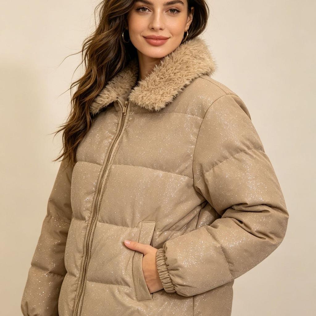 Big fur collar short down cotton clothes women's new loose bread clothes small thickened winter cotton-padded coat