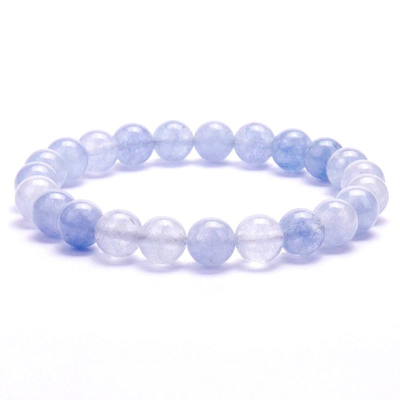 New European & American Style Cross Bracelet, 8MM Natural Stone Beaded Fashion Accessory