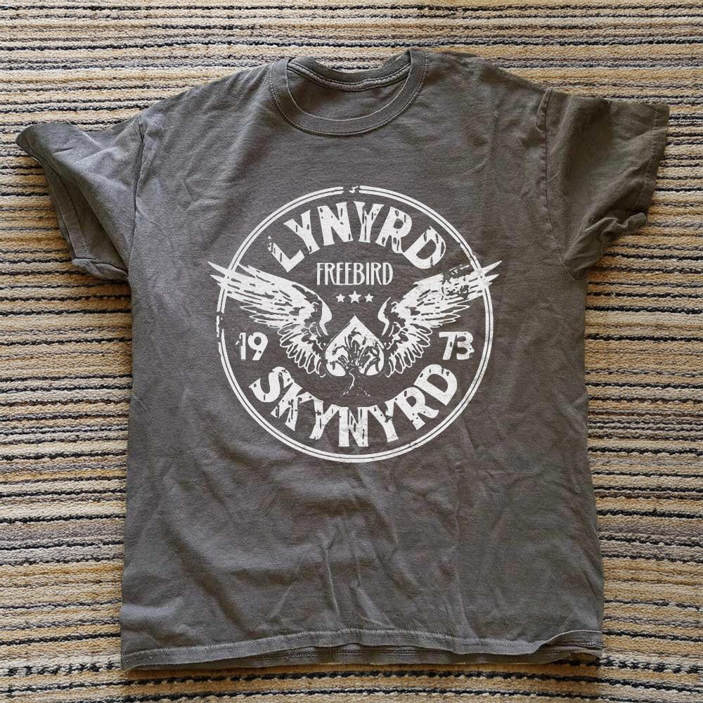 Lynyrd Skynyrd Free Bird 1973 Logotipo Anglies Spalvos Storo Medvilnės Marškinėliai