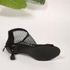 New Women'S Sexy Black Breathable Mesh Fish Mouth Lover Holiday Party Summer High Heels Short Boots Sandals, Fashionable Hollow, Full of Modern Charm