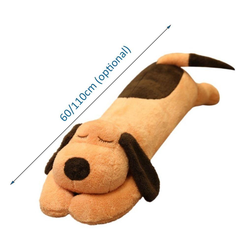 Cachorro de Pelúcia Longo 60/110cm Deitado Marrom Acompanhante de Sono Algodão Pluma Almofada de Pelúcia de Cachorro Presente