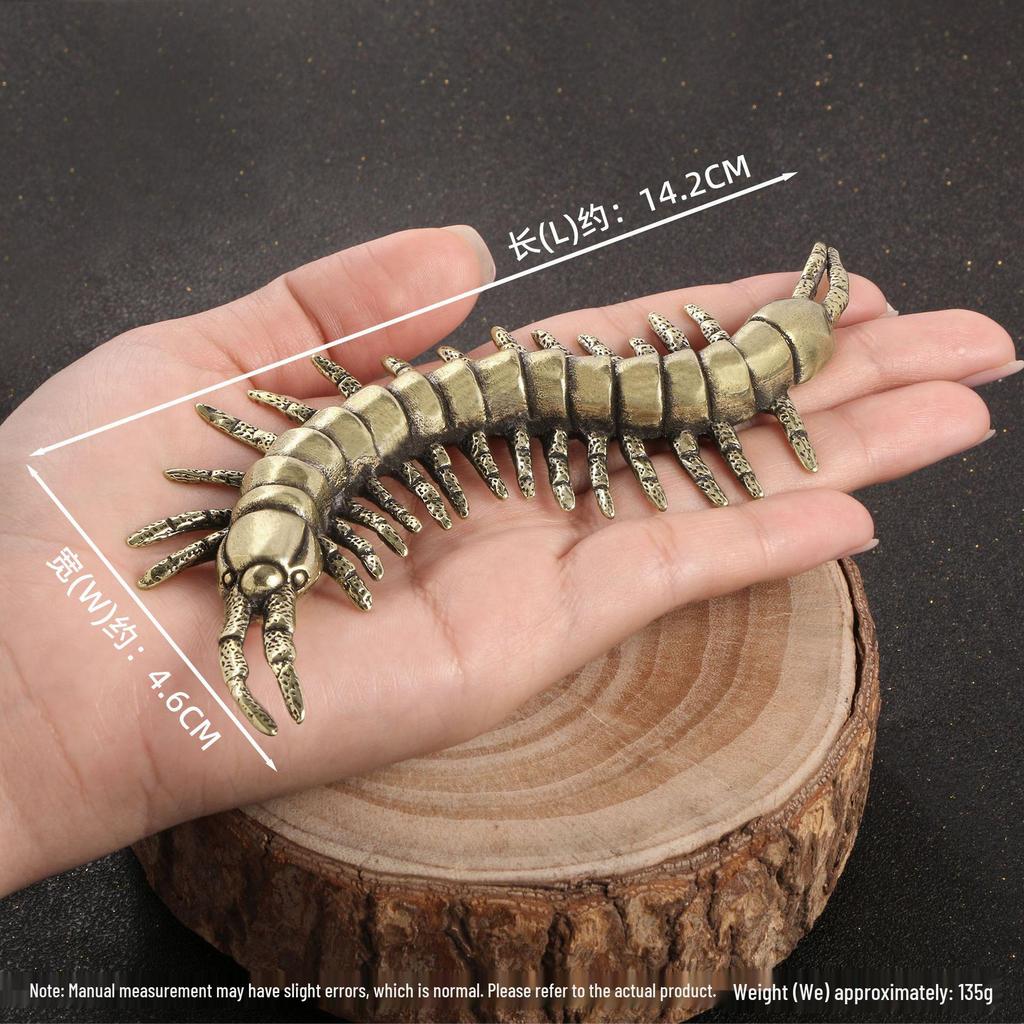 Antique Replica Chinese Centipede Brass Sculpture: Solid Copper Hundred-Legged Worm Tea Pet Handicraft