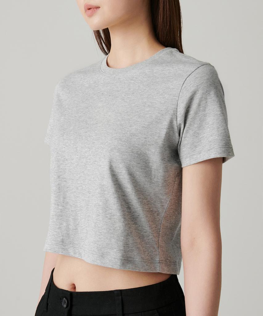MUSINSA STANDARD WOMAN [Cooltandard] Women'S Crew Neck Crop T-Shirt [Medium Grey]
