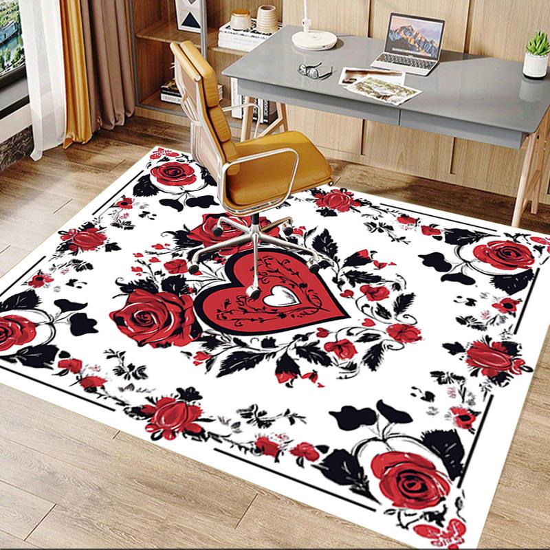 1 Stück Rose Herz Anti-Rutsch Boden Teppich, Büro, Familie, Schlafzimmer, Studio - Großer Teppich, Lebendige Farben-C0498