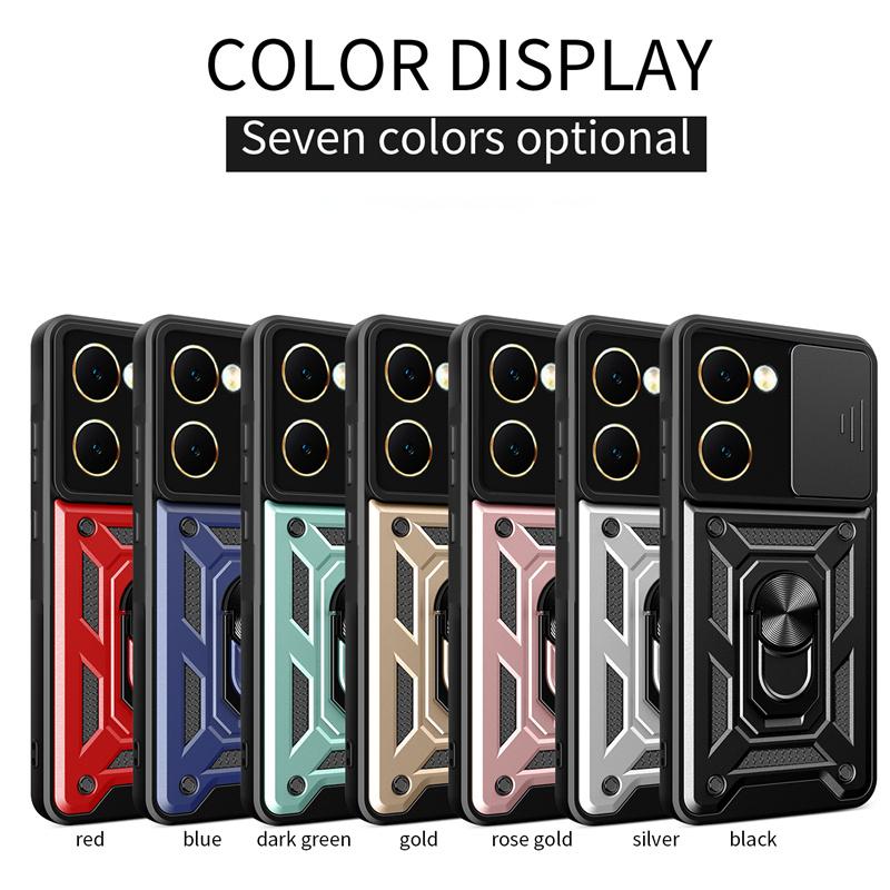 Etui Armor do VIVO Y28S Y18 Y18e Y28 Y03 Y02 Y17S Y27 Y16 Y36 5G Osłona obiektywu Ochrona z pierścieniem Uchwyt magnetyczny Biznes Pełna ochrona