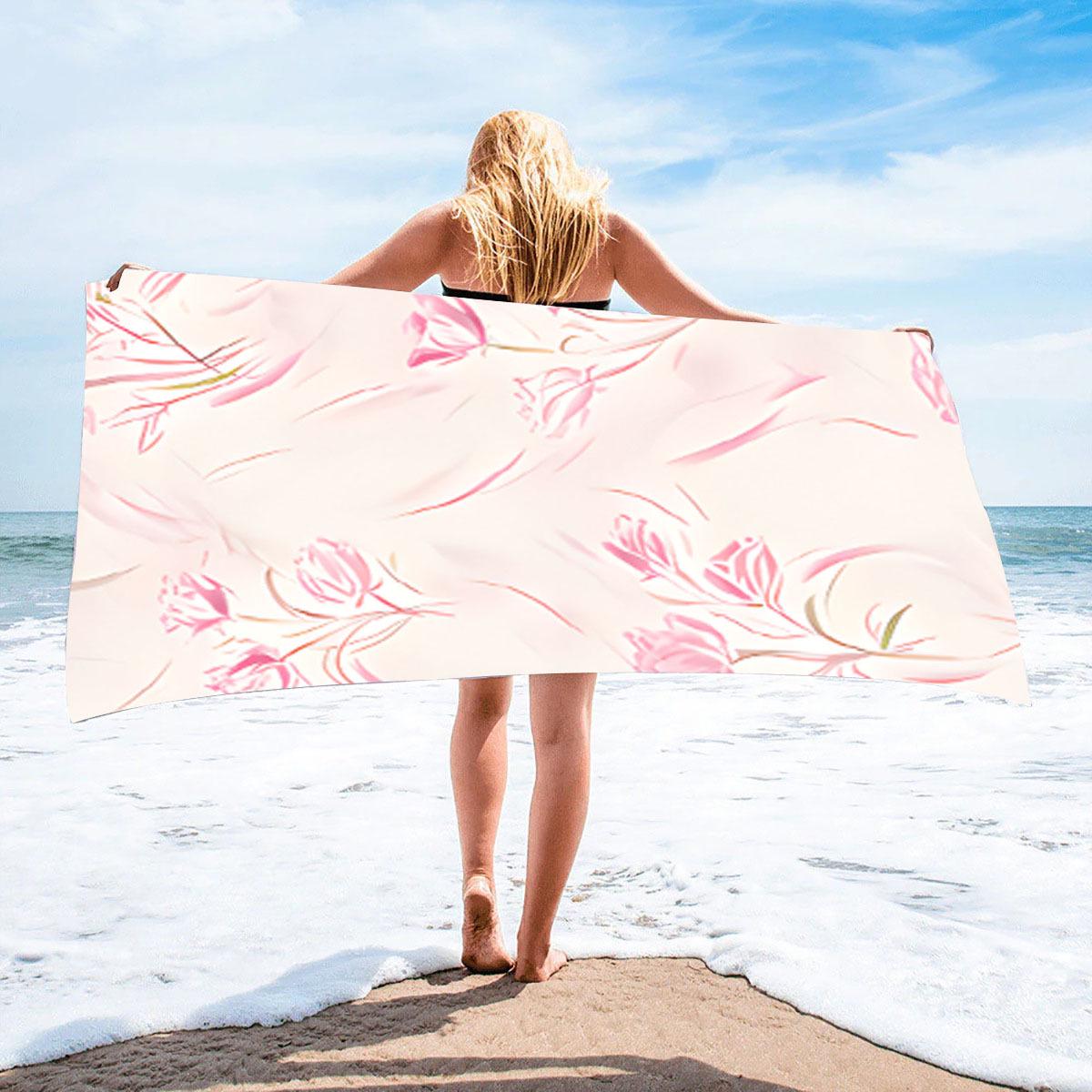 

Пляжное полотенце из микрофибры с цветочным принтом, быстросохнущее - без ворса, впитывающее и мягкое 150x75 cm