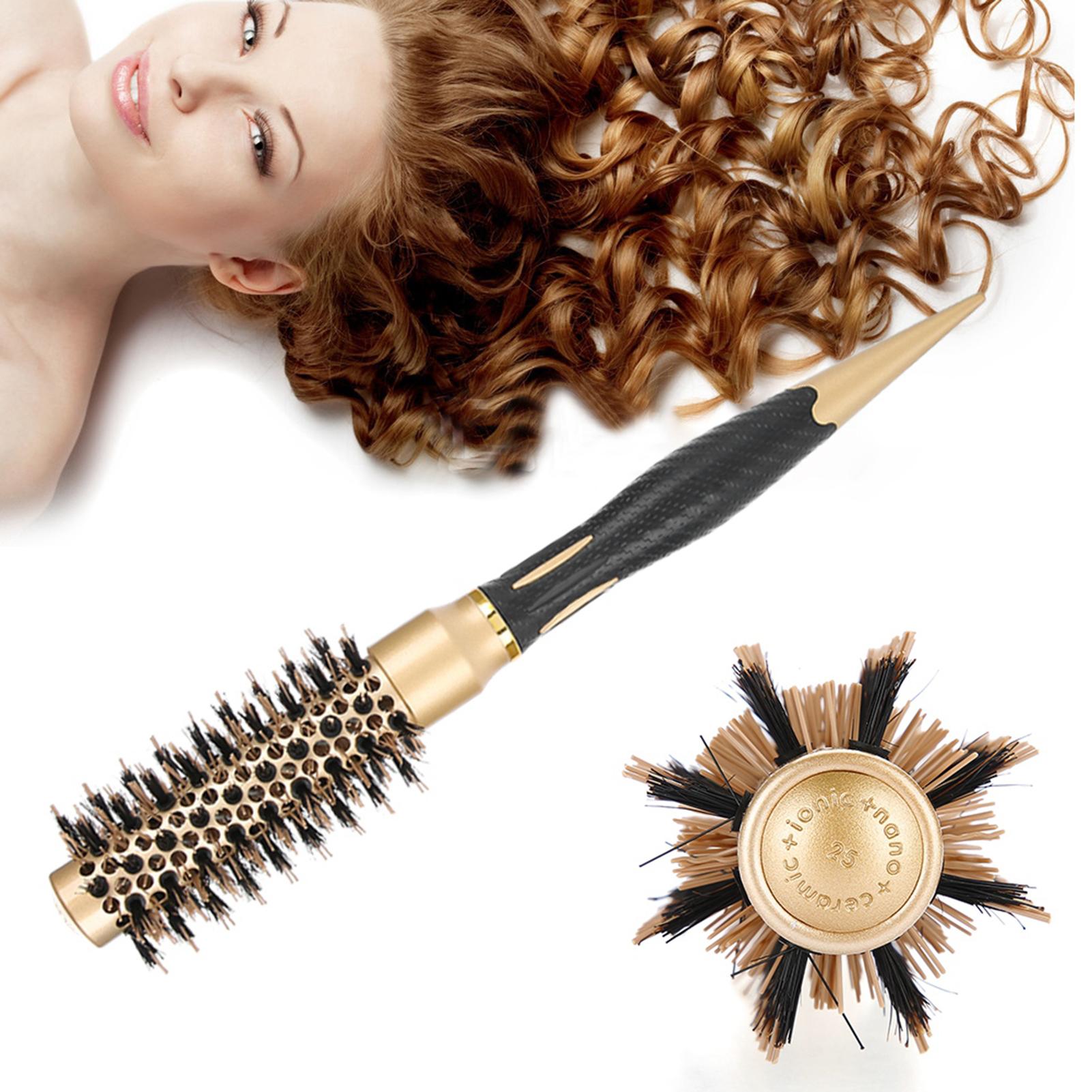 

Portable Anion Anti static Round Hair Comb Salon Styling Brush Gold & Black A1813-25