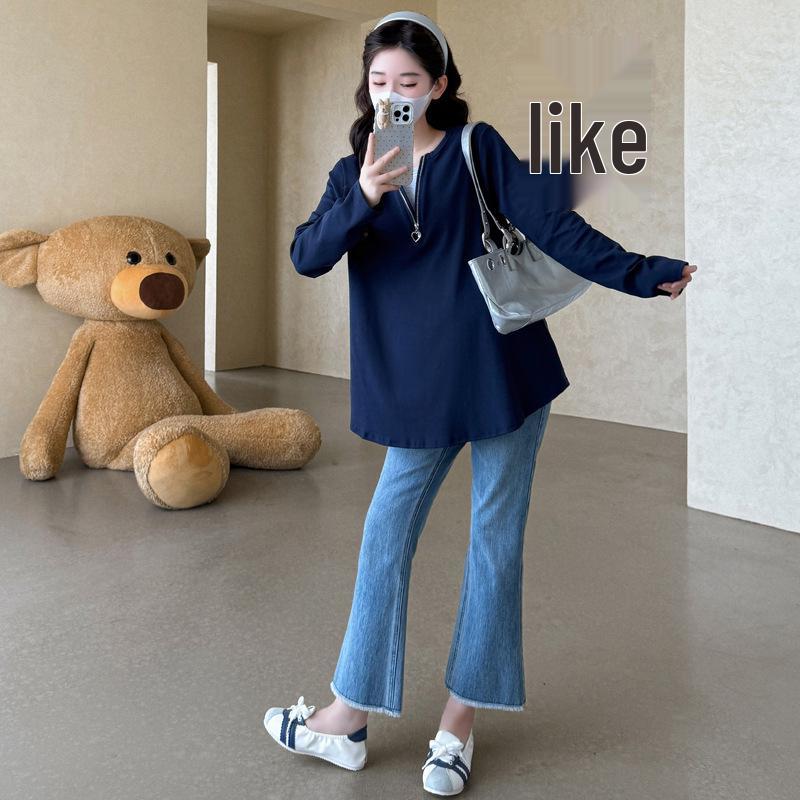 

Korean Style Plus Size Maternity Zipper Hoodie - Casual Academic Fashion, Autumn 2026 M