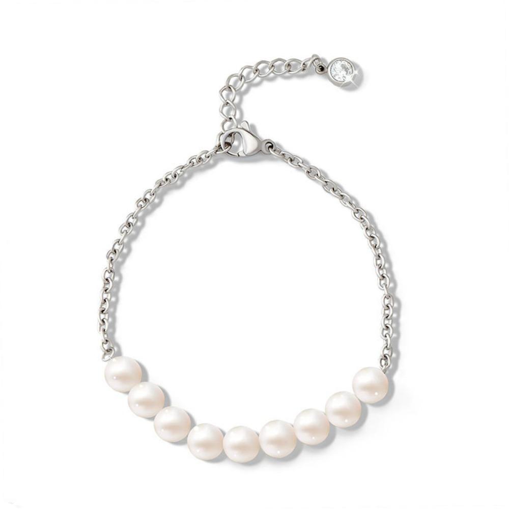 Steel Chain Pearl Bracelets Gold Color Beads Bracelets Dainty Simple Thin Pulseras  Party Wedding