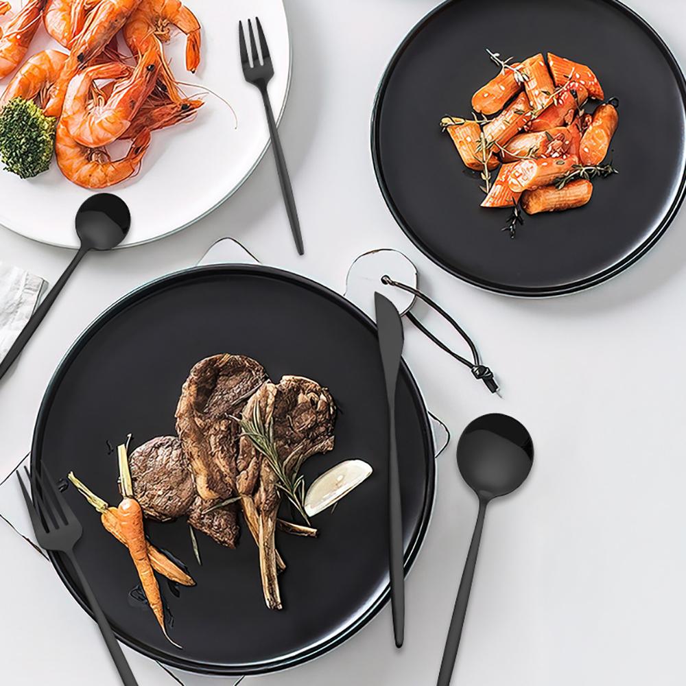30pcs/6set Dinnerware Knives Fork Dessert Coffee Teaspoons Spoons Ware Set Stainless Steel Cutlery Kitchen Tableware