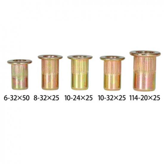 150 Pack Rivet Nut Set 10-32 10-24 8-32 6-32 1/4-20 SAE Metric Nut Set