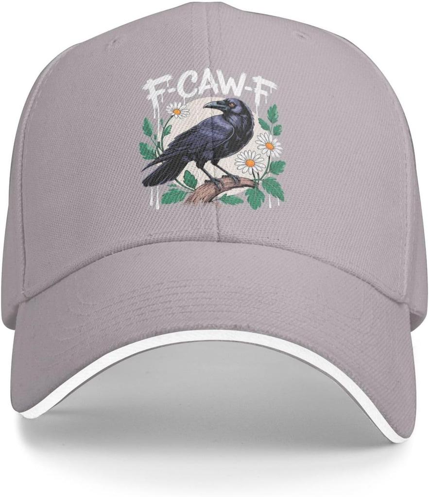 Crow Raven Daisy Graphic Baseball Cap Funny Gift Polyester Adjustable Unisex Adult Cap