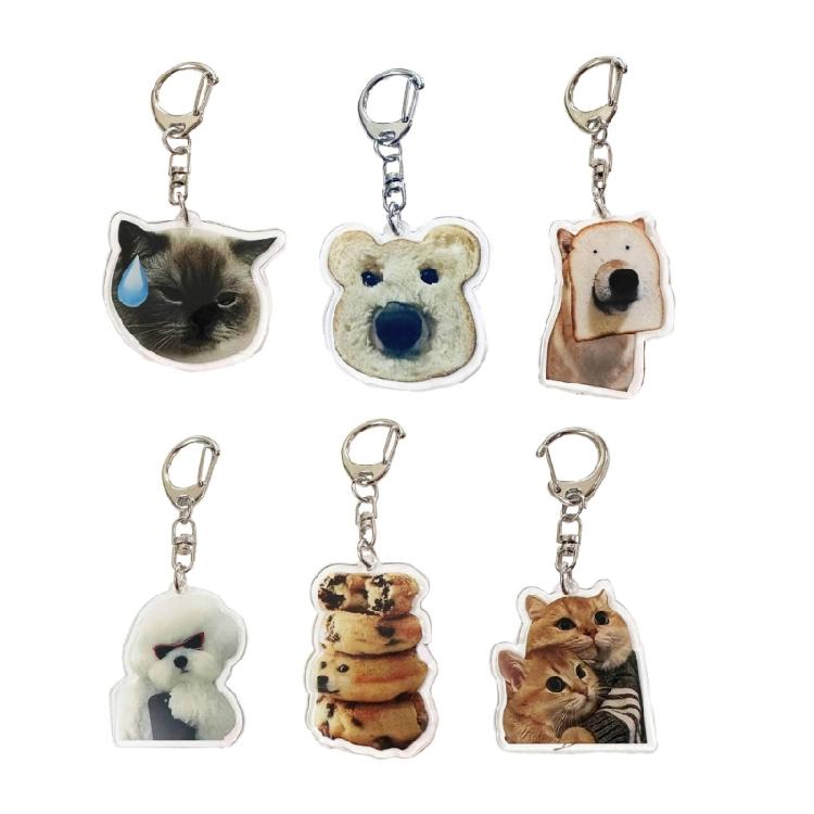 

Trendy Toast Cat Dog Key Rings Pendant Acrylic Animal Theme Keychain Accessories 1