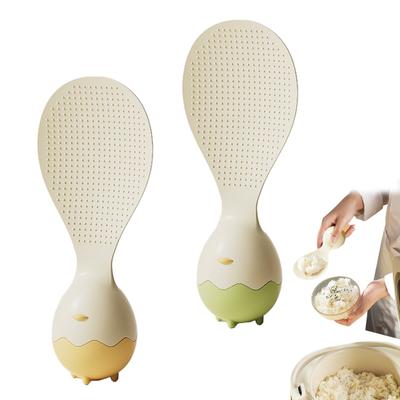 Egg-Shaped Standing Rice Spatula Non-Stick Raised Dots Rice Scoop Cute PP Scoop for Rice Cooker Kitchen Counter Buffet