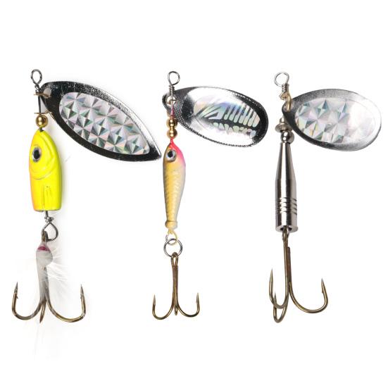 360 Degree Rotating Metal Sequin Bait Fishing Lure Hook Spinner Spoon Lures