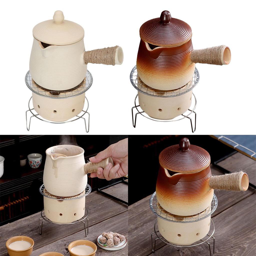 Ceramic Teapot and Stove Tea Maker Blooming and Loose Tea Leaf Kettle Porcelain Tea Pot with Rope Wrapped Handle for Hotel