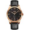 Men's Classic Analog Watch Black Leather Strap Waterproof Business Style