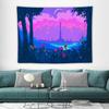 Pixel Art Landscape Wall Tapestry Anime Fabric Wall Hanging Art Tapestry Multiple Size Options for Room Decor