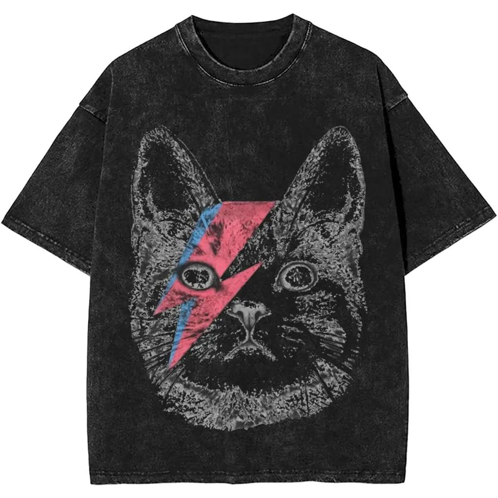 From The 70s Vintage Washed Print T Shirt Men Davids Bowied Vintage Cotton T-Shirts O Neck Leisure Tees Clothes