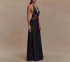 2025 Summer Elegant Deep V Silk Satin Halter Waist-Cinching Long Dress