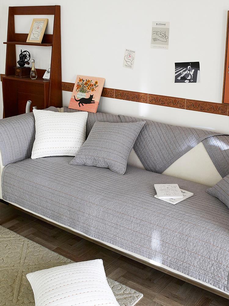 

Medieval Stripes, Simple Embroidery Cotton Sofa Cushion, Sofa Cover Towel, Seat Cushion, Pure Cotton Non-Slip Cushion 70*70cm