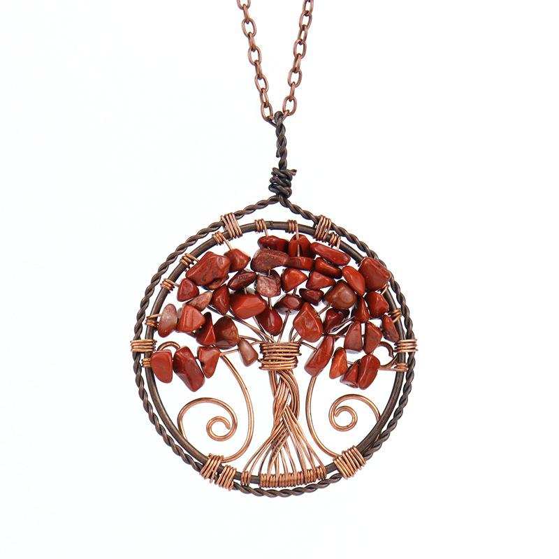 Vintage Handmade Winding Natural Gravel Crystal Tree Of Life Fortune Tree Root Pendant N99