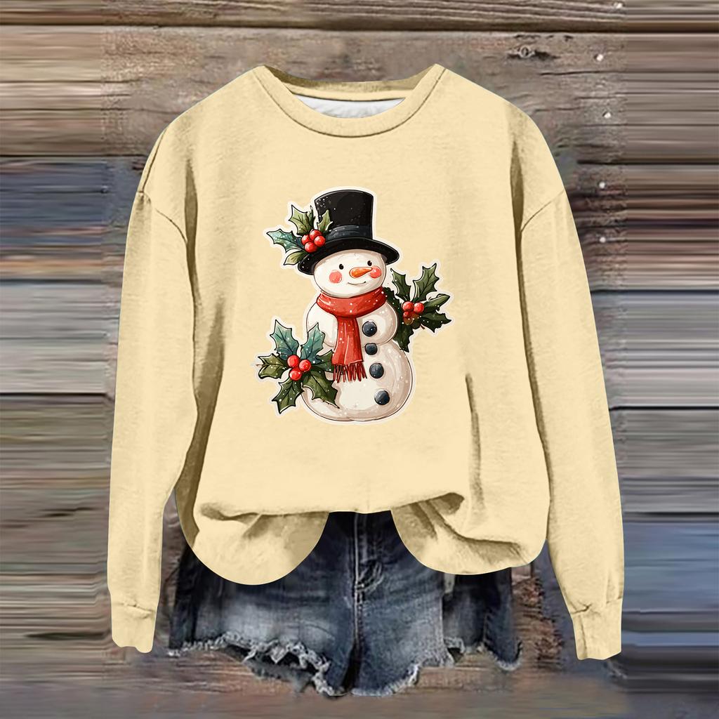 Women's Fashion Casual Long Sleeve Loose Christmas Printed Sweatshirt