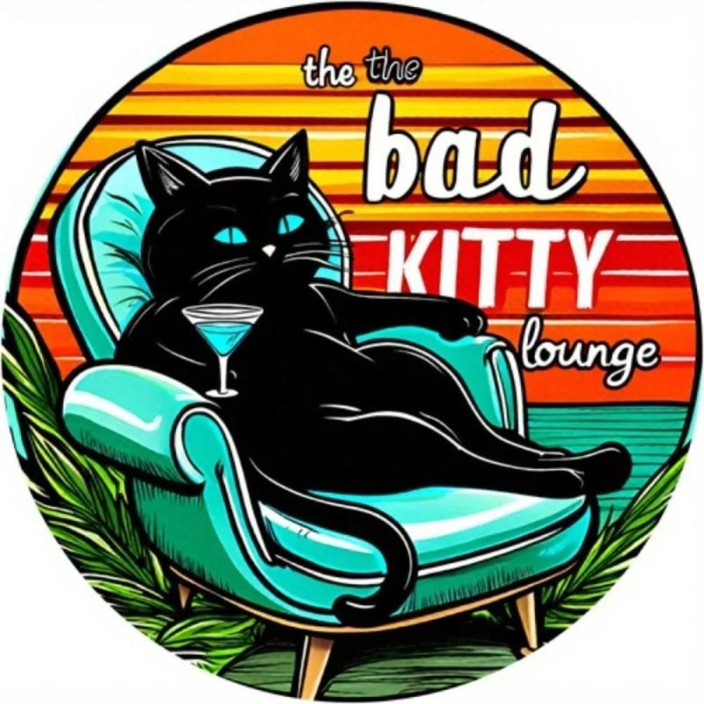 Vintage Black Cat Cartoon Metal Wall Sign 8x8 Inch Retro Home Decor