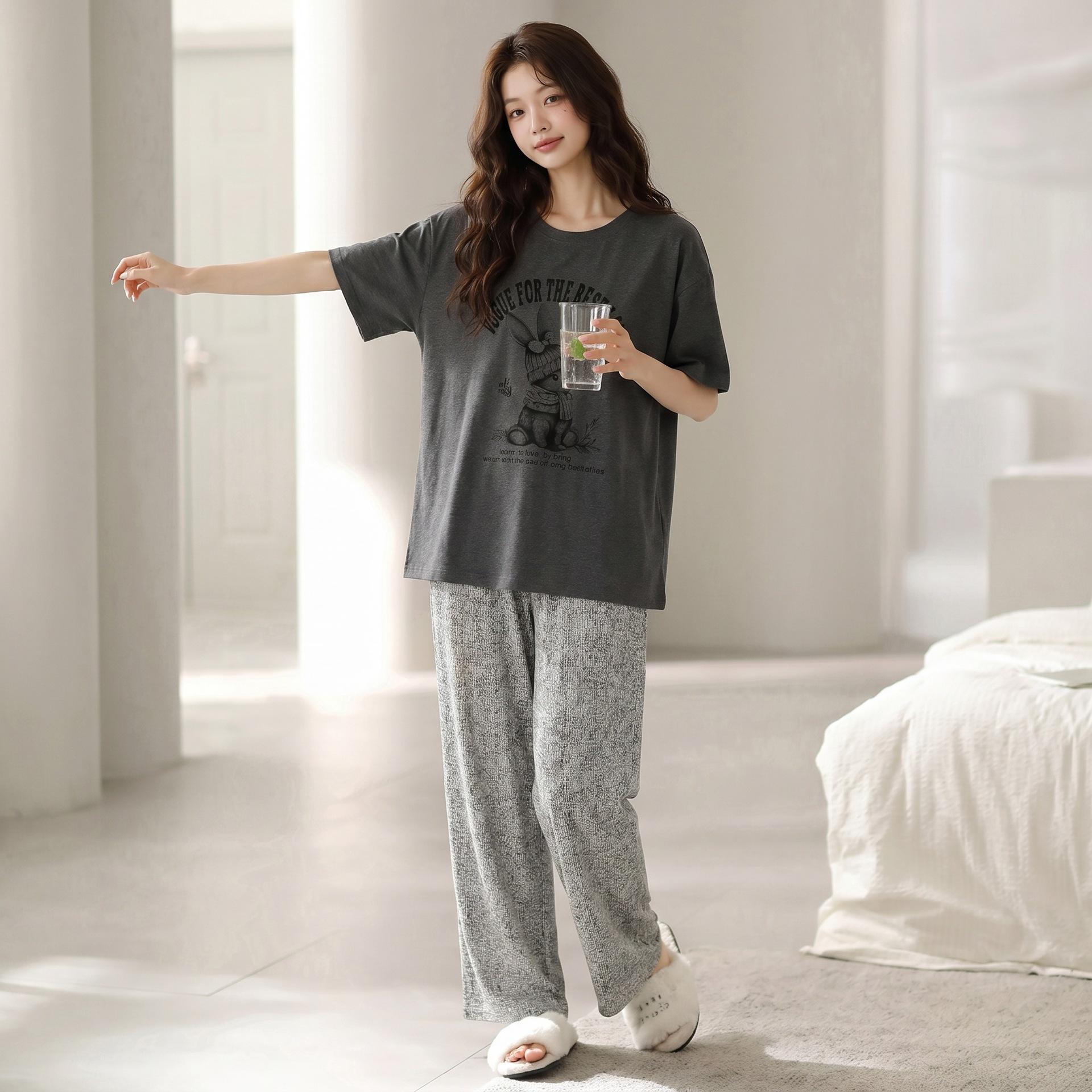 A-Class Antibacterial Short Sleeve Cotton Pajamas - Women s Spring/Summer Stretch Loungewear XL - Antibacterial Xinjiang Cotton