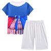 19782 Kids Girls Lily Lovebraids Blue Printed Short Sleeves T-Shirt Top Shorts Sets