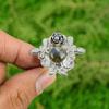 Sterling Silver Natural Labradorite Engagement Statement Flower New Ring Jewelry