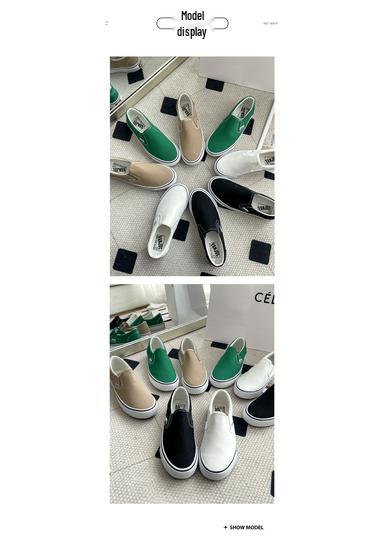 Chaussures Slip-On en toile unisexes 2026: Chaussures plates d'été décontractées style coréen pour étudiants et couples.